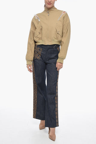 Bomber Bare Back in Cotone con Dettagli Cut-out