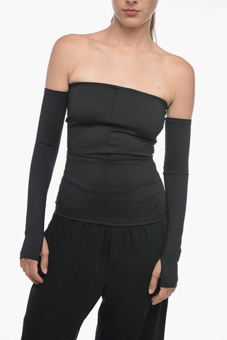 MM6 Stretch Fabric Cold-Shoulder Top