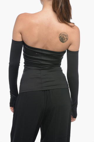 MM6 Stretch Fabric Cold-Shoulder Top
