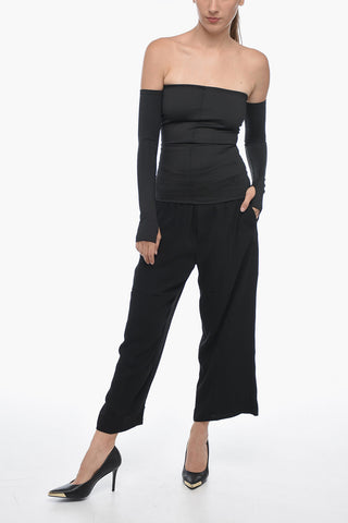 MM6 Stretch Fabric Cold-Shoulder Top