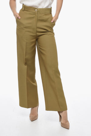 Pantaloni 4 Tasche Cropped Fit in Misto Lana