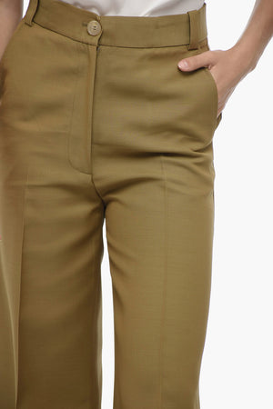 Pantaloni 4 Tasche Cropped Fit in Misto Lana