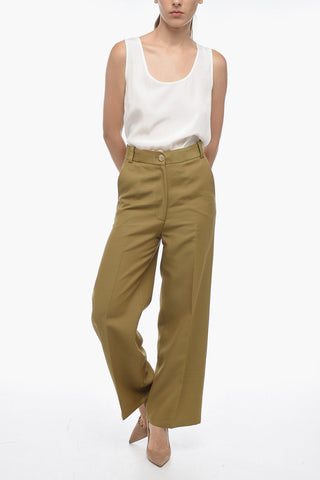 Pantaloni 4 Tasche Cropped Fit in Misto Lana