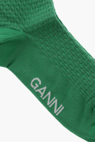 Solid Color Long Socks with Contrasting Logo