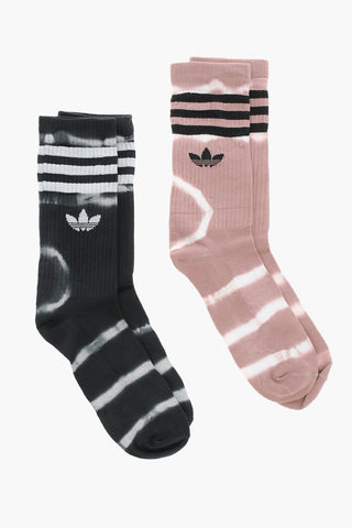 Set of 2 Acid Wash Effect Socks with Embroidered Logo