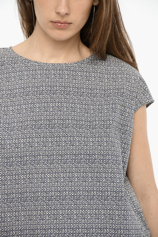Side Split All-Over Printed Blouse