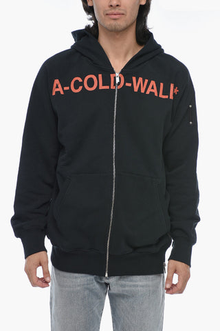Logo print Brushed Cotton Zipped Hoodie