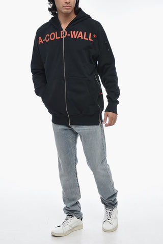 Logo print Brushed Cotton Zipped Hoodie