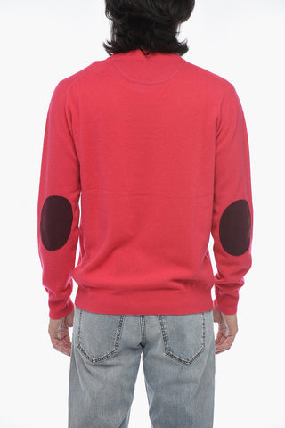 Crew Neck LUNETTA Virgin Wool Sweater with Contrasting Patches