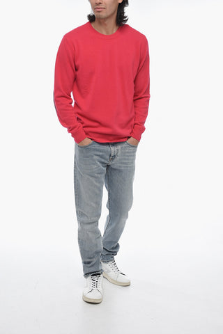Crew Neck LUNETTA Virgin Wool Sweater with Contrasting Patches