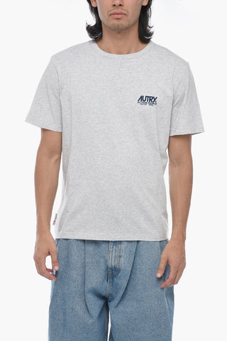 Crewneck T-shirt with Flocked Logo