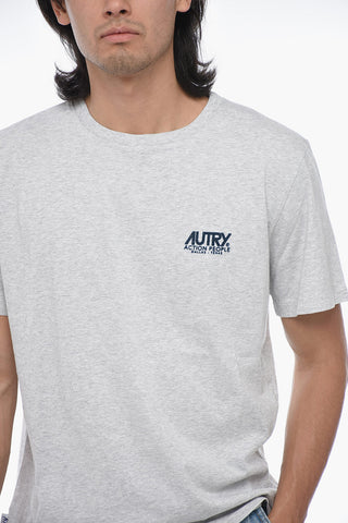 Crewneck T-shirt with Flocked Logo