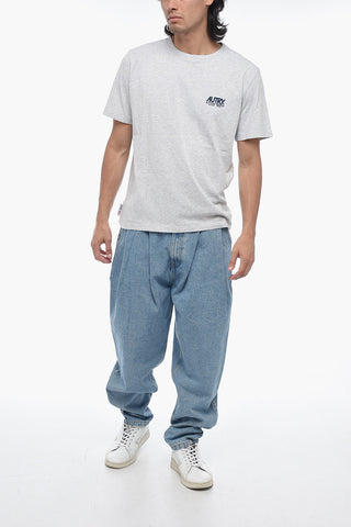 Crewneck T-shirt with Flocked Logo