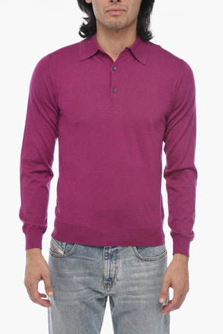 Cashmere Blend Long Sleeved Polo