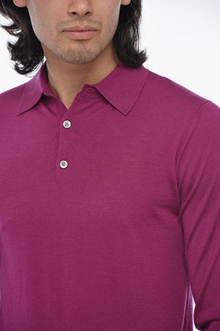 Cashmere Blend Long Sleeved Polo