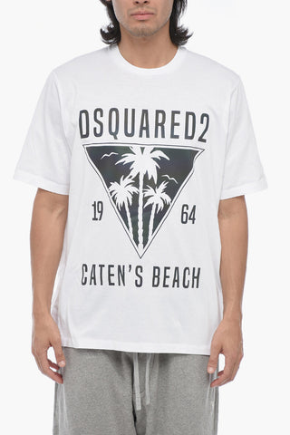 Crewneck T-shirt With Iridescent Print