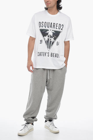 Crewneck T-shirt With Iridescent Print
