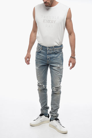 Vintage Effect Slim Fit BANDANA Jeans