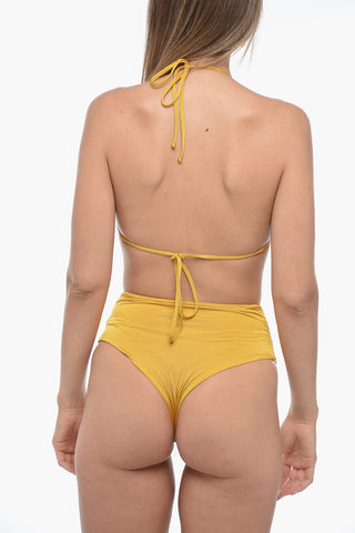 Solid-Color Triangle Bikini with High Cut