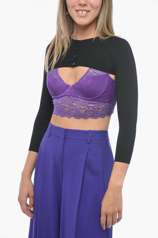 Cardigan Crop in Misto Viscosa con Bottoni