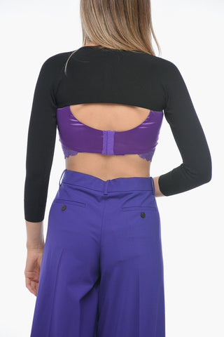 Cardigan Crop in Misto Viscosa con Bottoni