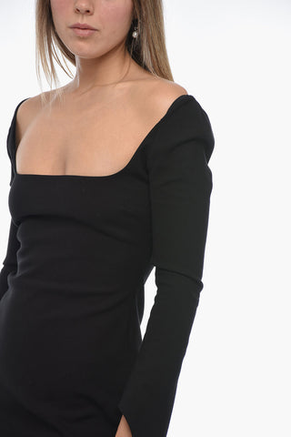 Minidress a Maniche Lunghe con Scollo Squadrato