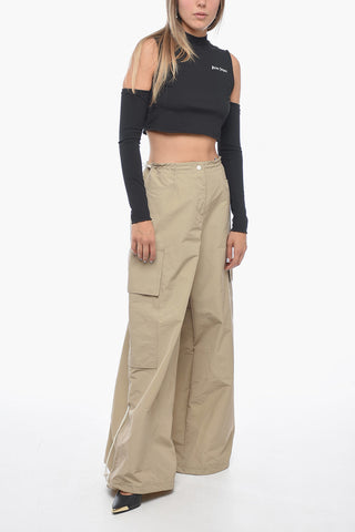 Cold-Shoulder Stretch Cotton Crop Top