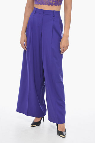 Wollhose mit niedriger Taille und Falten