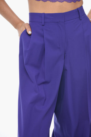 Wollhose mit niedriger Taille und Falten