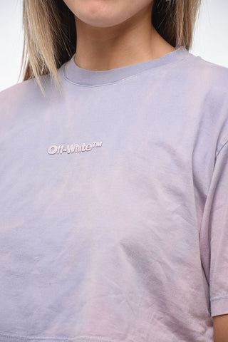 Acid Wash Cropped LAUNDRY Crew-neck T-shirt