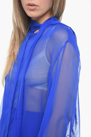 Schluppenbluse aus Seidenchiffon mit gebundenen Manschetten