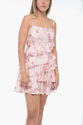 Silk Ruffled Dress with Floral Pattern