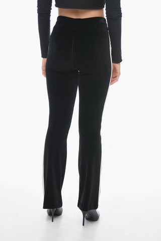 Velour Track Pants with Contrasting Bands