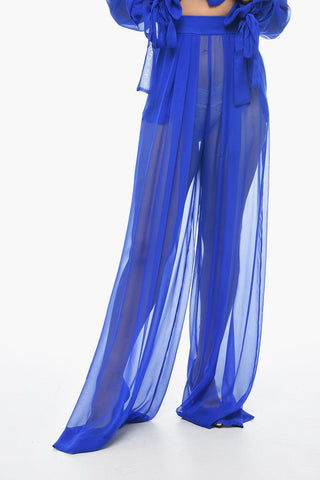 Palazzo-Hose aus Seidenchiffon mit seitlichem Reißverschluss