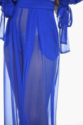 Palazzo-Hose aus Seidenchiffon mit seitlichem Reißverschluss
