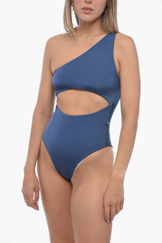 Single Shoulder One Piece Swimsuit with Cut-Out Detail