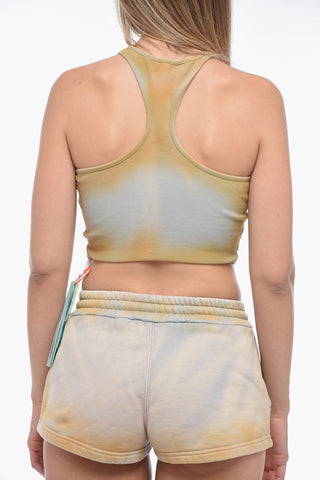 LAUNDRY Acid Wash Effect Ribbed Crop Tank Top