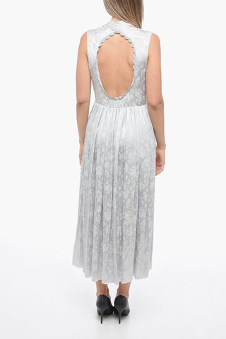 Abito Tie Neck in Seta Jacquard con Design Bare Back