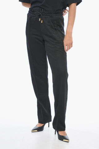 Pantaloni Track in Cotone con Ricami in Lurex