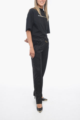 Cotton Track Pants with Lurex Embroideries