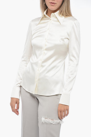 Silk Blend Shirt with Spread Collar