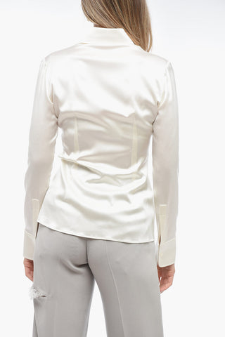 Silk Blend Shirt with Spread Collar