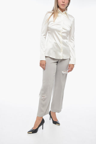 Silk Blend Shirt with Spread Collar