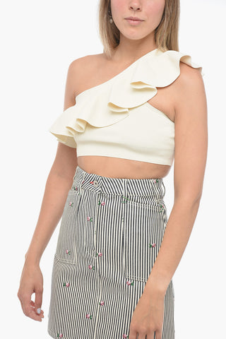 Asymmetric Cropped Top with Ruffles