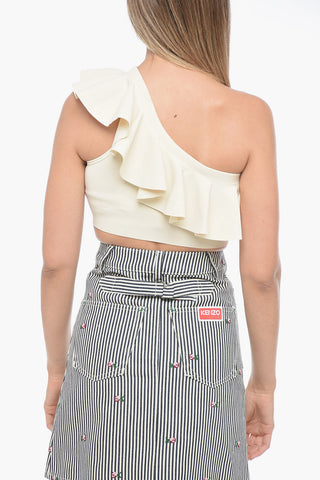 Asymmetric Cropped Top with Ruffles