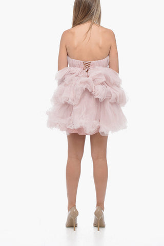 Minidress in Tulle a Balze con Cristalli