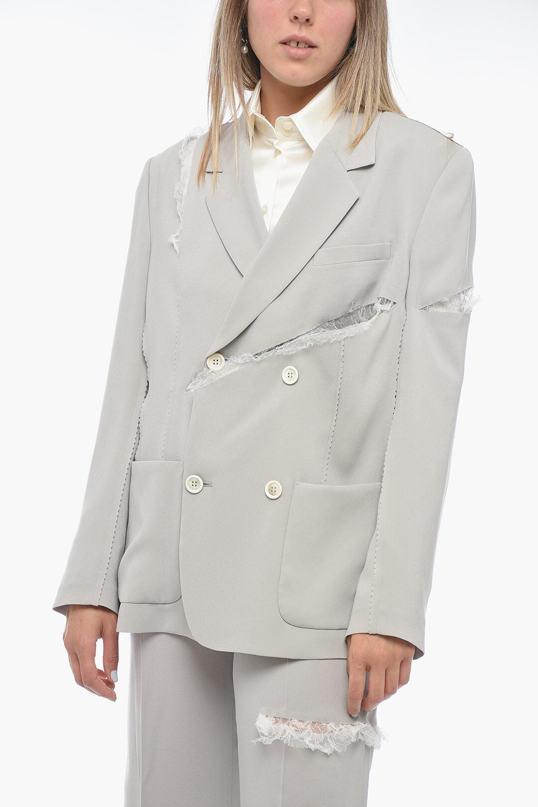Undercover – Double-Breasted Blazer With Cut-Outs And Lace Details ...
