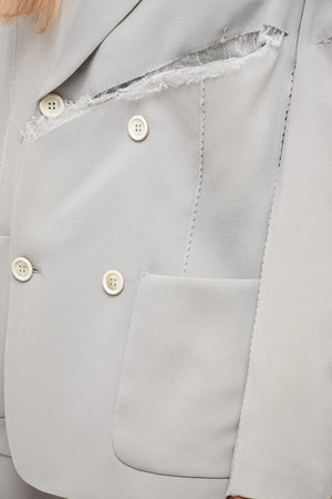 Blazer Doppiopetto con Cit-outs e Dettagli in Pizzo