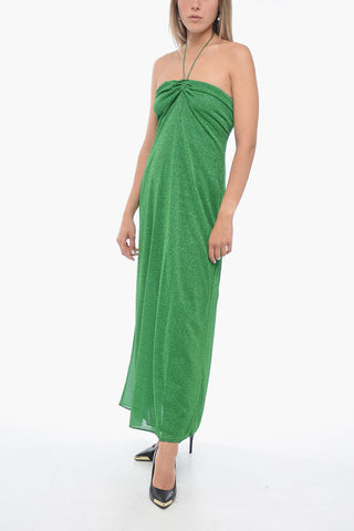 Off-Shoulder Lurex Dress with Lace-up Detail
