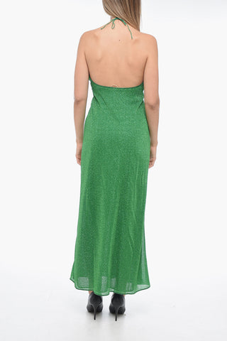 Off-Shoulder Lurex Dress with Lace-up Detail
